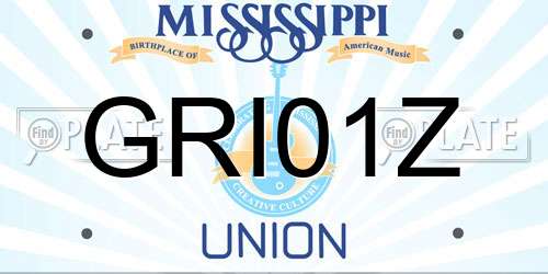 GRI01Z Mississippi License Plate