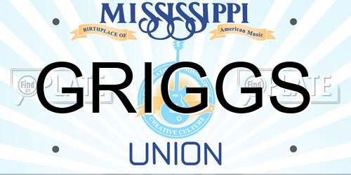 GRIGGS Mississippi License Plate