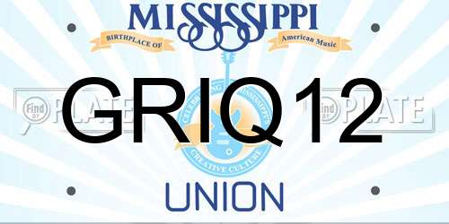 GRIQ12 Mississippi License Plate