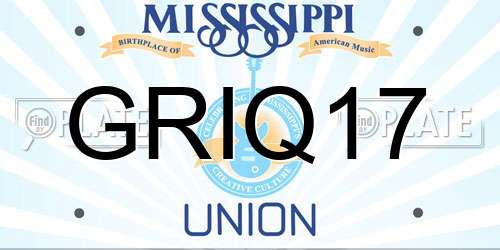 GRIQ17 Mississippi License Plate