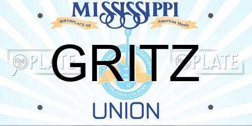 GRITZ Mississippi License Plate