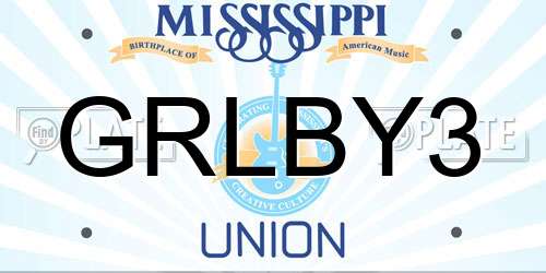 GRLBY3 Mississippi License Plate