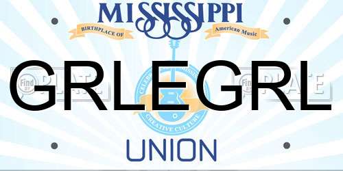 GRLEGRL Mississippi License Plate