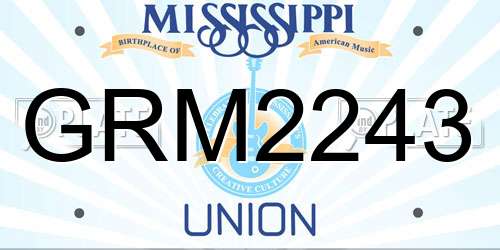 GRM2243 Mississippi License Plate