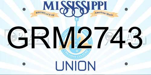 GRM2743 Mississippi License Plate