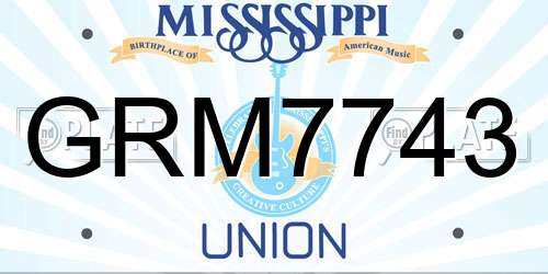 GRM7743 Mississippi License Plate