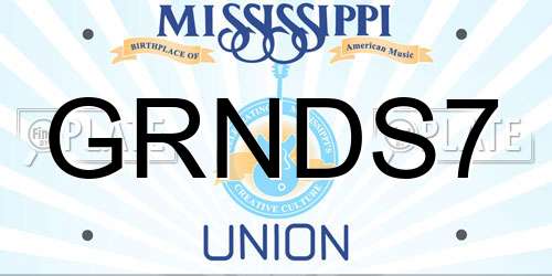 GRNDS7 Mississippi License Plate