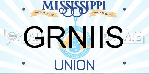 GRNIIS Mississippi License Plate