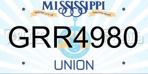 GRR4980 Mississippi License Plate