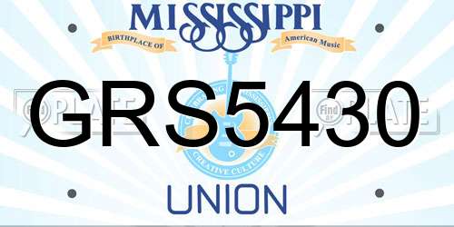 GRS5430 Mississippi License Plate