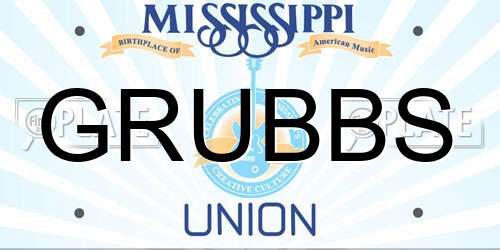 GRUBBS Mississippi License Plate