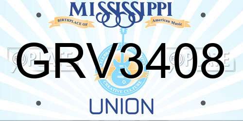 GRV3408 Mississippi License Plate