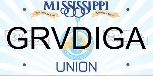 GRVDIGA Mississippi License Plate