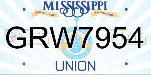 GRW7954 Mississippi License Plate