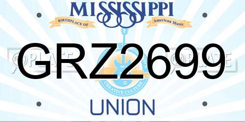 GRZ2699 Mississippi License Plate