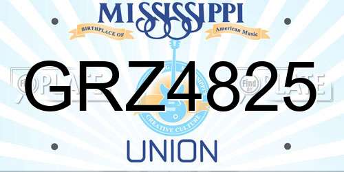 GRZ4825 Mississippi License Plate