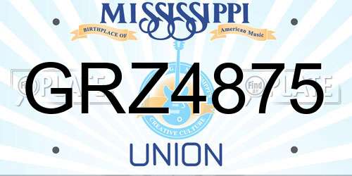 GRZ4875 Mississippi License Plate