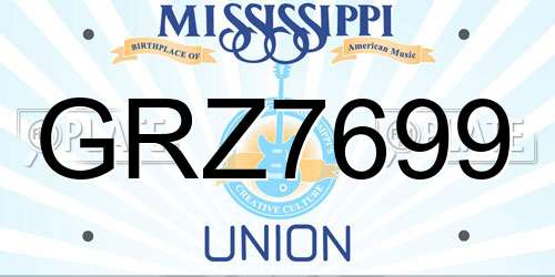 GRZ7699 Mississippi License Plate
