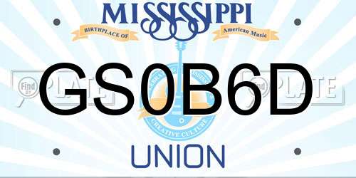 GS0B6D Mississippi License Plate