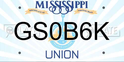 GS0B6K Mississippi License Plate