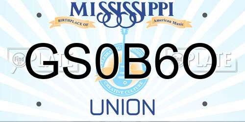 GS0B6O Mississippi License Plate