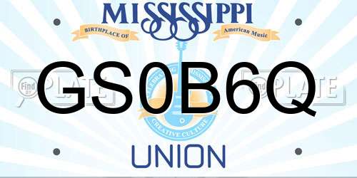 GS0B6Q Mississippi License Plate