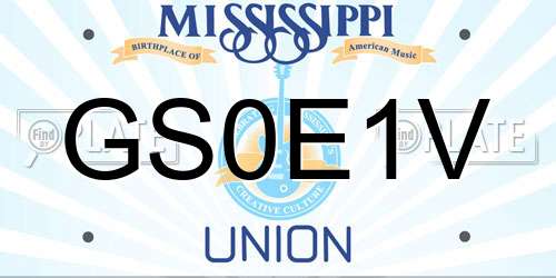 GS0E1V Mississippi License Plate