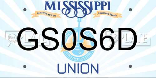 GS0S6D Mississippi License Plate