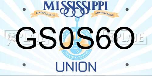 GS0S6O Mississippi License Plate