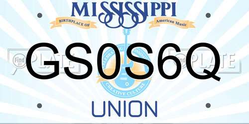 GS0S6Q Mississippi License Plate