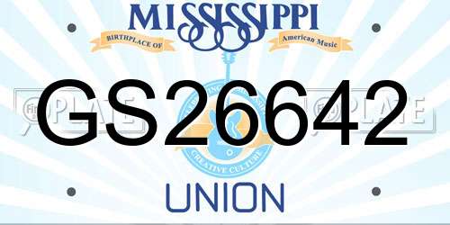 GS26642 Mississippi License Plate