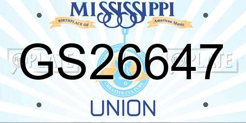 GS26647 Mississippi License Plate