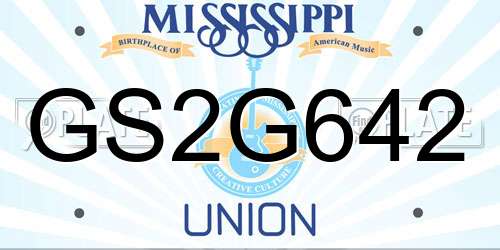 GS2G642 Mississippi License Plate
