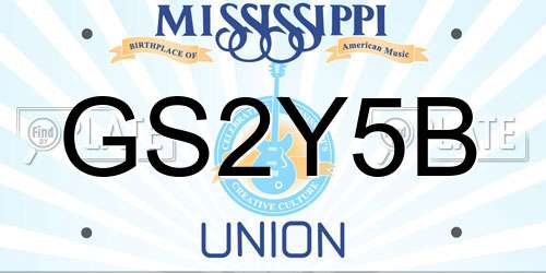GS2Y5B Mississippi License Plate