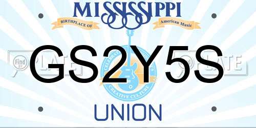 GS2Y5S Mississippi License Plate