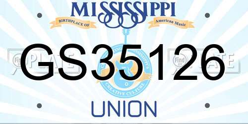 GS35126 Mississippi License Plate