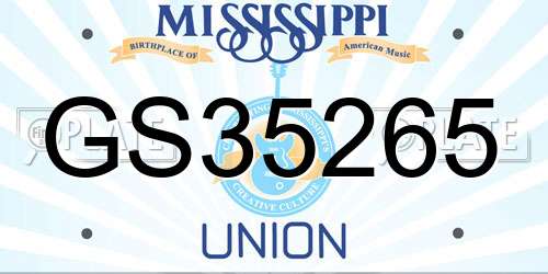 GS35265 Mississippi License Plate