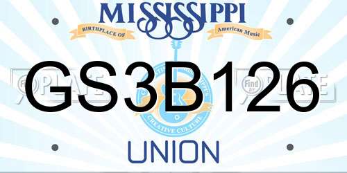 GS3B126 Mississippi License Plate