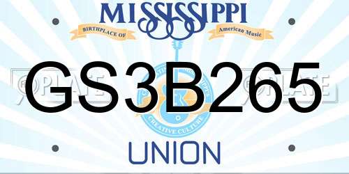 GS3B265 Mississippi License Plate