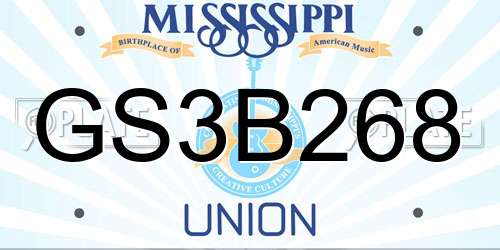 GS3B268 Mississippi License Plate