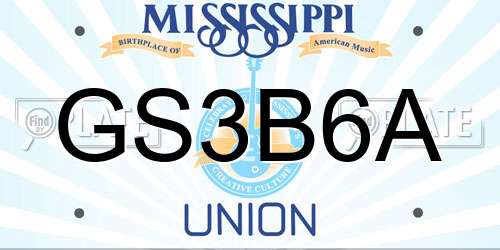 GS3B6A Mississippi License Plate