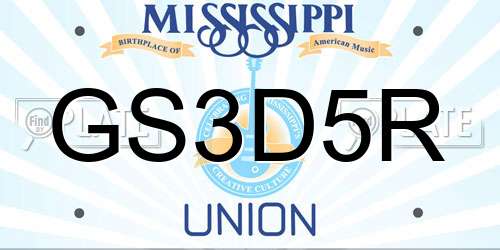 GS3D5R Mississippi License Plate