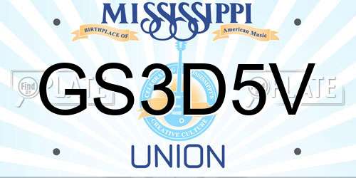 GS3D5V Mississippi License Plate
