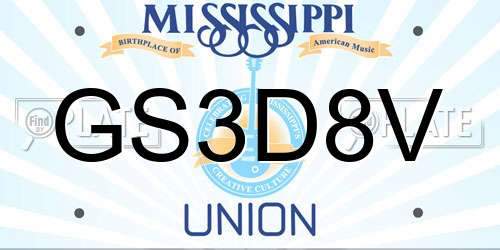 GS3D8V Mississippi License Plate