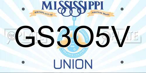 GS3O5V Mississippi License Plate