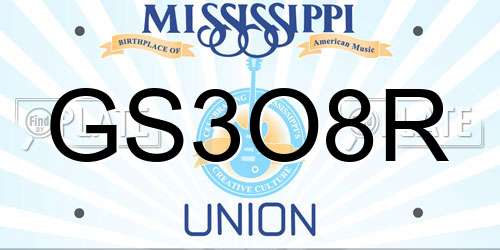 GS3O8R Mississippi License Plate