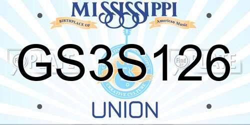 GS3S126 Mississippi License Plate