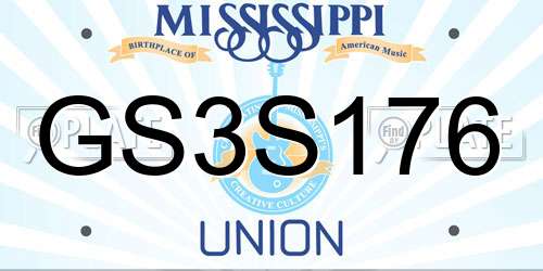 GS3S176 Mississippi License Plate