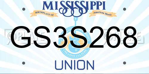 GS3S268 Mississippi License Plate