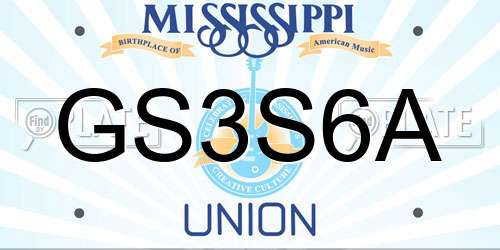 GS3S6A Mississippi License Plate